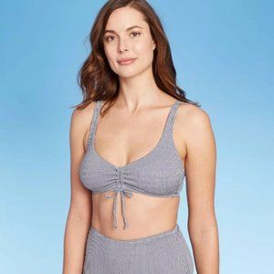 Kona Sol Oxford Gingham Cinch Bikini Top XL NWT